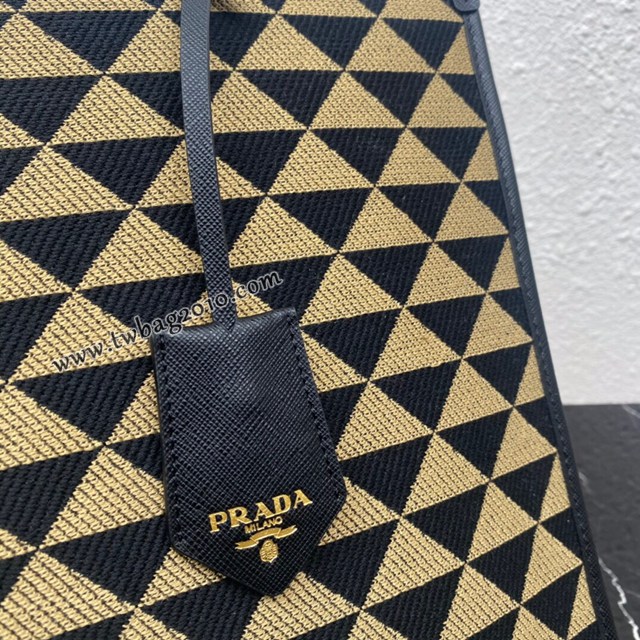 Prada專櫃新款大號刺繡織物包 1BA356 普拉達Saffiano皮革手提刺繡托特包 csp1054
